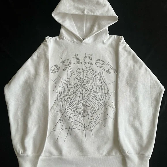 Shirts | Sp5der Og Rhinestone Logo Hoodie White Size Small